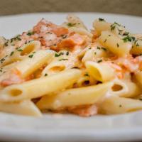 Penne Al Salmone · penne pasta with smoked salmon Italian parsley and cream sauce