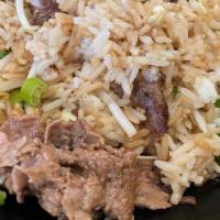 Super Beef · FRIED RICE WITH SLICED BEEF, YELLOW AND GREEN ONIONS, SOY, PEPPER, BEAN SPROUTS
