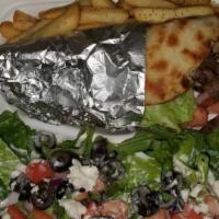 Gyro Platter · Regular Gyro or Chicken Gyro, Served with Fries & Small Greek Salad.