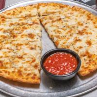 Garlic Cheese Stix · A pie buttered, topped with mozzarella, seasoned, and baked to perfection. Served with a sid...