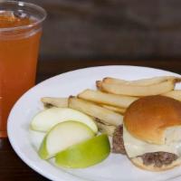 Kids Burger · served with french fries and apple slices
