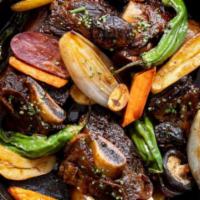 Beef Short Rib Jjim - Medium (Gf) · beef short ribs, potatoes, carrots, shishito peppers, shallots, oyster mushrooms, slow cooke...