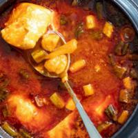 Spicy Seafood Silken Tofu Soup (Gf | P) · spicy seafood silken tofu soup