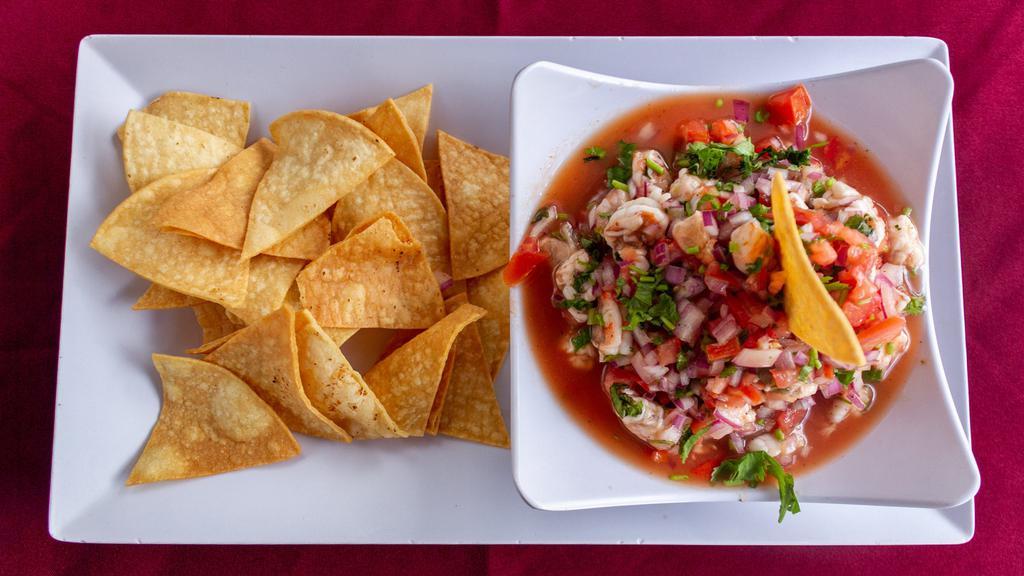 Ceviche De Camarones · Shrimp ceviche.