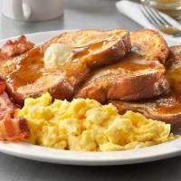 Big Frenchie · French toast, (2 eggs any style your choice of 2 strips signature bacon or 2 sausages)