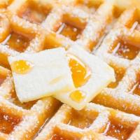 Belgian Waffle Works · 2 eggs any style and your choice of signature bacon or sausage.