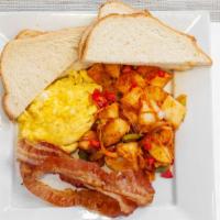 Meat Platter · 2 eggs, meat, choice of side, toast and choice of juice