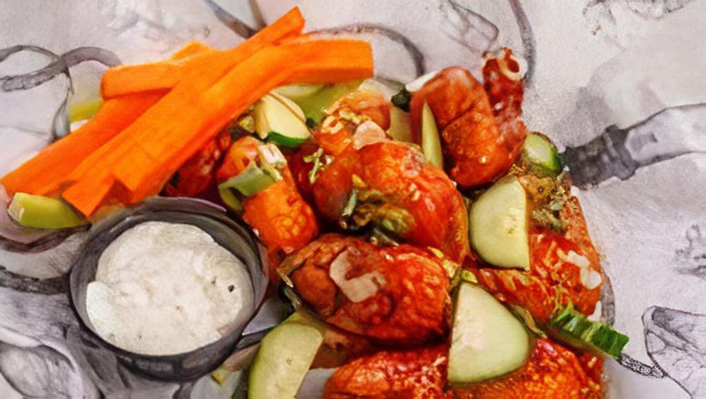 Korean Wings Small · Korean – gochujang sauce, sesame seeds, scallions & kimchee carrots