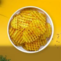 Midnight Waffle Fries · (Vegetarian) Idaho potatos sliced in an alternating waffle pattern, fried until golden brown...