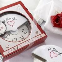 Slice Of Love Pizza Cutter · Each cutter has a stainless-steel pizza cutter with the word love on the wheel. On the white...