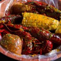 Crawfish (1 Lb) · Served with corn and potatoes and a choice of sauce. Seasonal.
