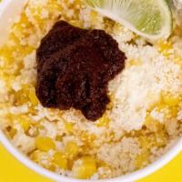 Elote · Elote, mayo, butter, lime, queso fresco, housemade chile