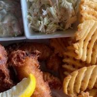 Fish & Chips · Cod fried in house-made boulevard wheat batter, slaw, house-made tartar sauce, served with w...