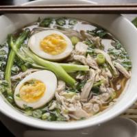 Pho Ga · Steamed Draper Valley farms chicken, soft-boiled egg, rice noodles, green onion, bean sprout...