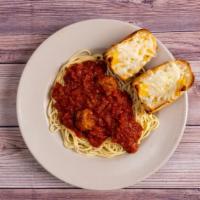 Spaghetti & Meatballs · Fresh spaghetti topped with sweet Italian sausage & our classic marinara sauce.