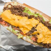 Cheese Steak Sub (Small) · A long sandwich on a roll.