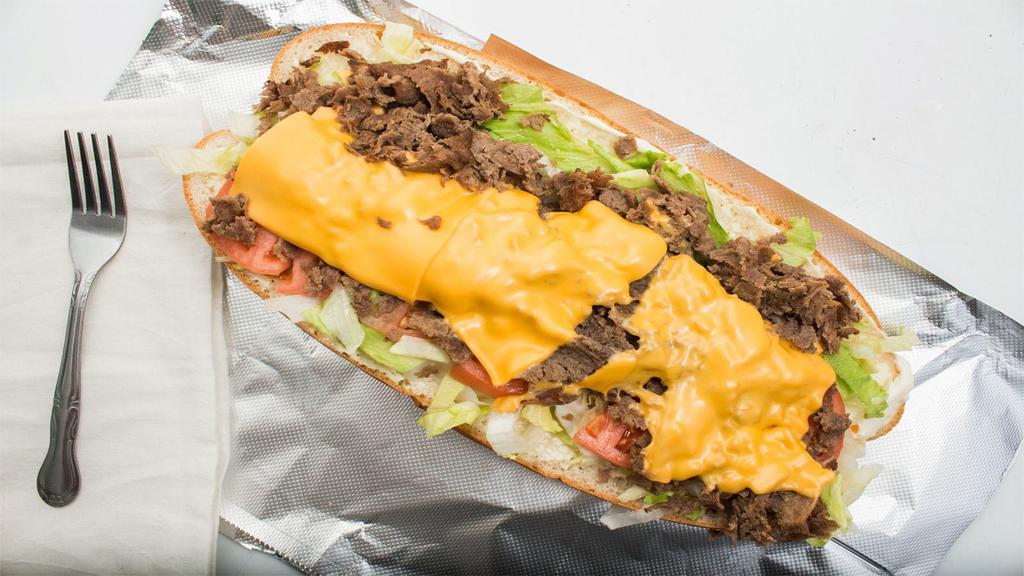 Cheese Steak Sub (Small) · A long sandwich on a roll.