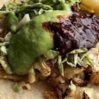 Cauliflower Tacos (Vegan) · CAULIFLOWER | CORN | BRUSSEL SPROUTS | AVOCADO SALSA | TOMATILLO CHIPOTLE SALSA