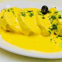 Papa A La Huancaina · Steamed potatoes with yellow aji cheese sauce and spices.

Consumption of undercooked meat, ...