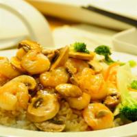Teriyaki Shrimp · Served with mixed vegetables and choices of
steamed rice, fried rice or noodle.