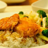 Teriyaki Salmon · Served with mixed vegetables and choices of
steamed rice, fried rice or noodle.