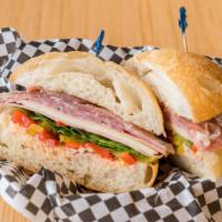 Venice · Prosciutto, mortadella, genoa salami and provolone with mixed greens, roasted red peppers, h...