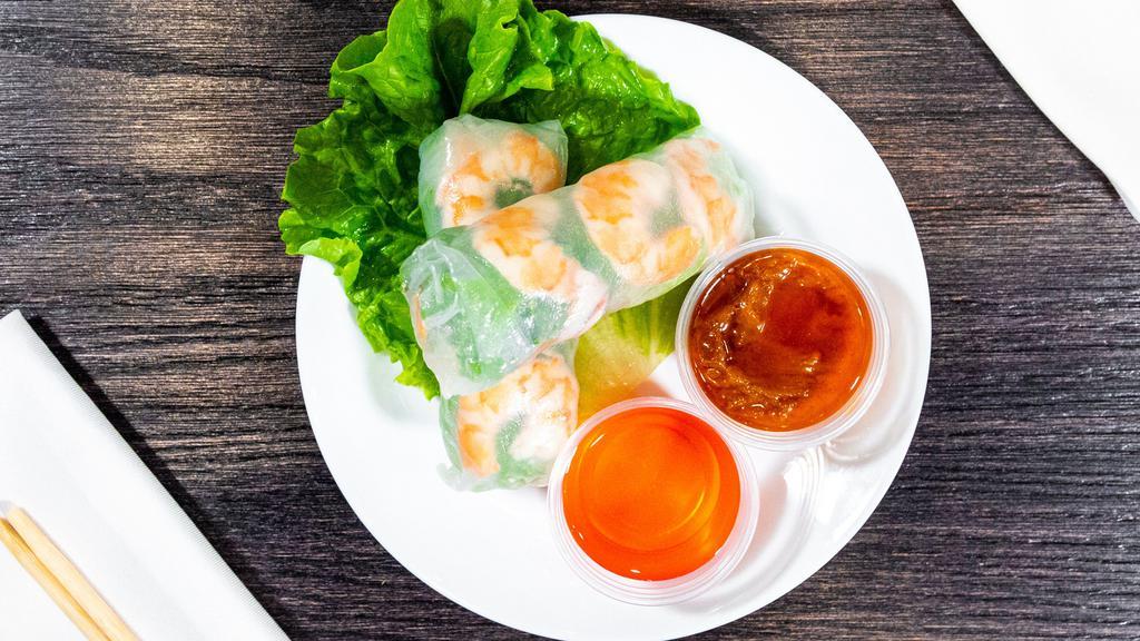Fresh Spring Rolls · Shrimp or tofu, lettuce, cucumber, carrots, avocado wrapped in rice paper. Served with sweet and sour and peanut sauce.