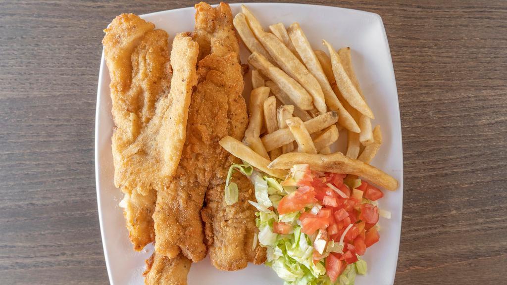 Fish Plate · 3pc Fried Fish , cook to golden brown. Served W/ Fries And Salad and 1 Texas toast.