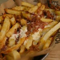 Bacon Cheese Fries · Baked Fries Served with Bacon, Mozzarella & Yummy Yummy Sauce
