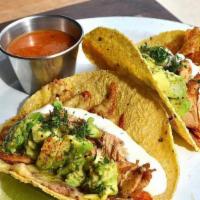 Tacos · Tortilla filled with your choice, chicken, steak.