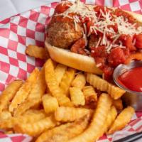 Meatball Sub · All beef meatballs, topped w house made marinara and parmesan cheese.