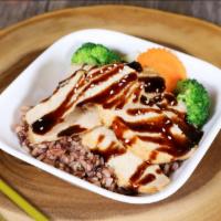 Teriyaki · Your choice of protein with steamed mixed vegetables and brown rice topped with teriyaki sau...