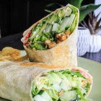 Caesar Wrap · Flour tortilla filled with lettuce, tomato, and Croutons tossed in our creamy Caesar dressin...