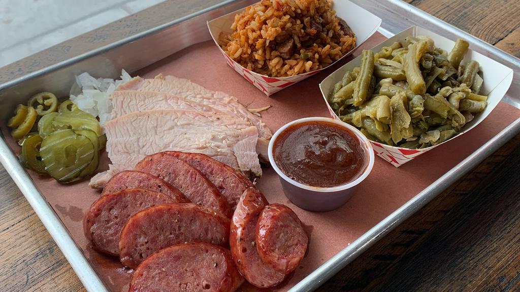 Two Meat Plate · Your choice of meat served with two sides.