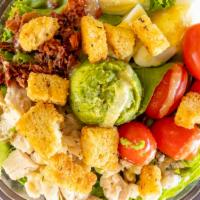 Cobb Salad · Mixed greens, grilled diced chicken, bacon, sliced egg, diced tomatoes, croutons, avocado, a...