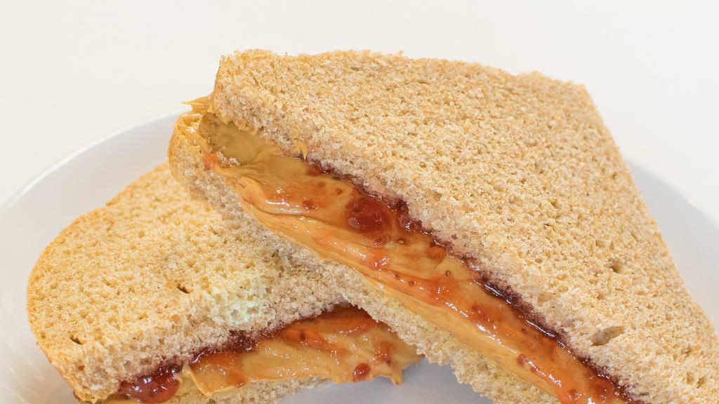 Kid'S Pb And J Sandwich · Peanut butter and jelly raspberry, strawberry or grape, on your choice of bread. Add a bowl of soup giant cookie, and a fountain drink for an additional charge.