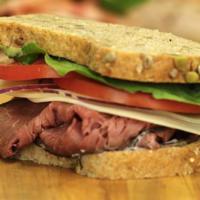 Roast Beef Panini Combo · Roast beef, roasted peppers, and onions, melted provolone cheese, spicy mayo, green leaf let...