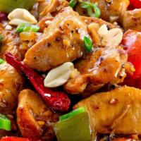 Kung Pao Chicken · Spicy. Spicy chicken stir-fried with chili, veggies and peanut.