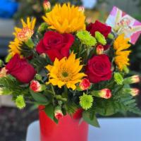 Sunflower Garden  · A beautiful of sunflowers with red roses and greens