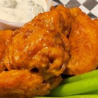 Bone In · 5 Crispy breaded chicken wings tossed in your choice of one of our amazing sauces or our tas...