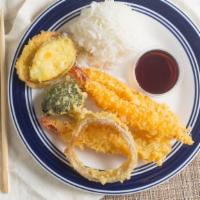 Shrimp Tempura · Jumbo shrimp and assorted veggie lightly battered and served with tempura sauce.