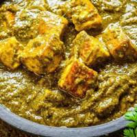 Palak Paneer · Spinach, cottage cheese, ground spices.