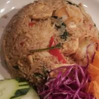 Basil Fried Rice · Choice of meats Stir-fried jasmine rice and fresh sweet basil and bell pepper in chili garli...