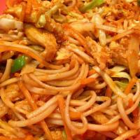 Hakka Noodles · Chili seared hot garlic soy, scallions, crushed red peppers, cabbage, carrots, bell peppers,...