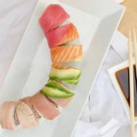 Rainbow Roll · IN- Crab and avocado
TOP- Four kinds of fish