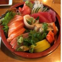 Chirashi · Slices of various sashimi over seasoned rice