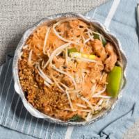 Pad Thai · Vegan, gluten free. Rice vermicelli, tangy tamarind sauce, fresh bean sprouts, green onions ...