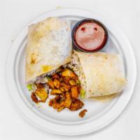 Burrito Wrap · Comes with cilantro-lime rice, black beans, pinto beans, mild or hot salsa, cheese, sour cre...