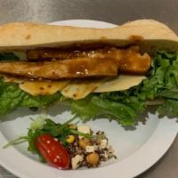Spicy Thai Chicken Breast · Panino with organic baked chicken tossed with spicy thai sauce lettuce and swiss cheese. ^^^...