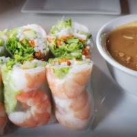 Fresh Spring Roll (3) · Gluten-Free. Soft rice paper wrap with shrimp, vermicelli noodle, mint and green leaf served...